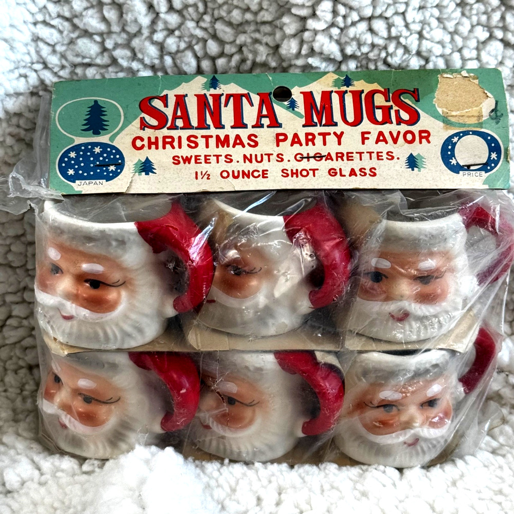 Vintage Santa Mugs Set of 6 In Original Packaging Japan Christmas Party Favors